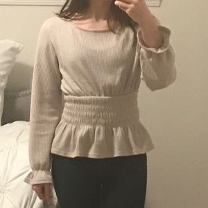 Beige/tan flare long sleeved shirt